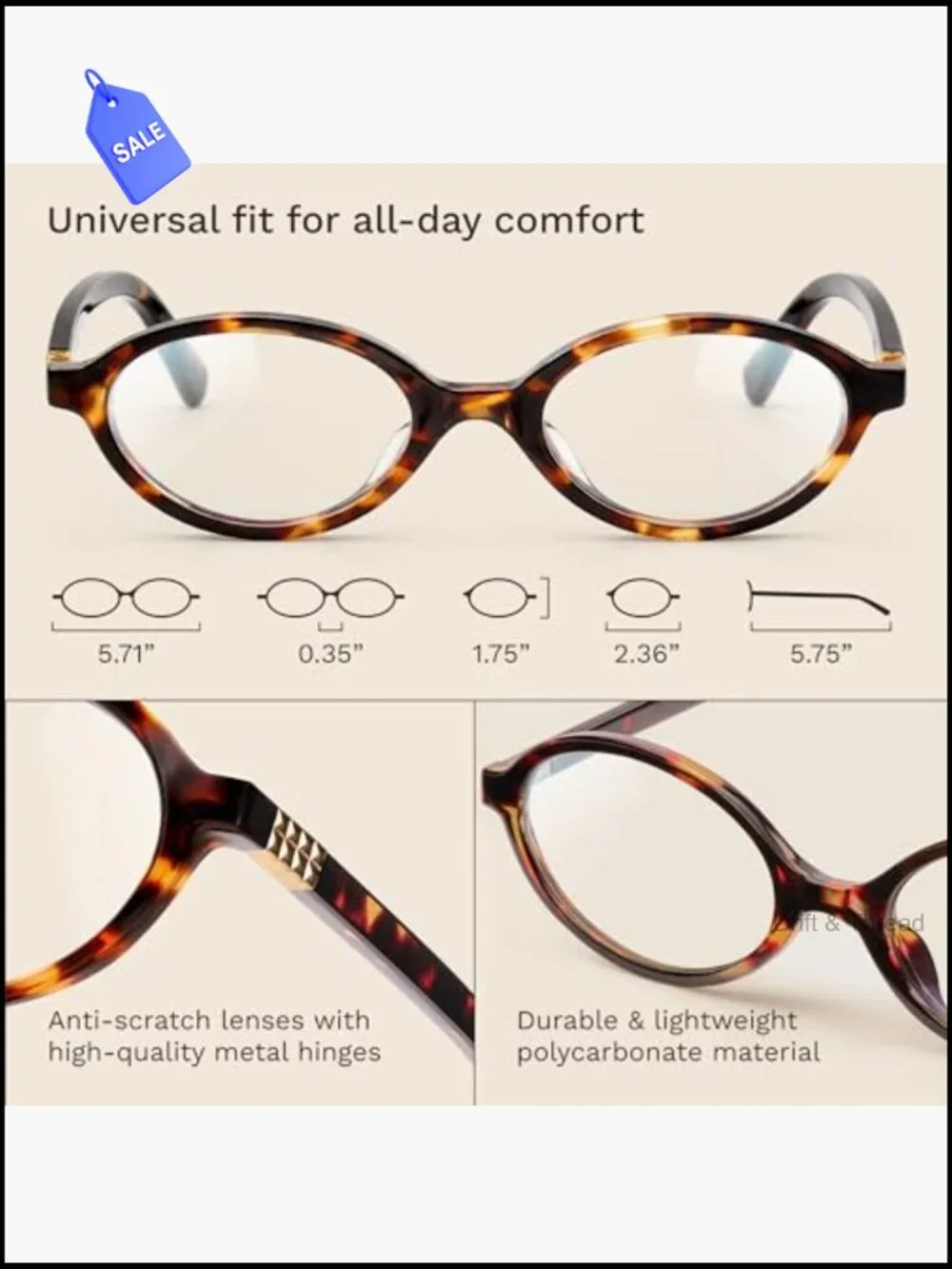 Y2K Oval Blue Light Glasses Women Metal Frame w/ Blush Case